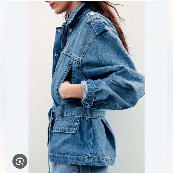 Zara NWT belted denim jacket 8197/072 - Main Image